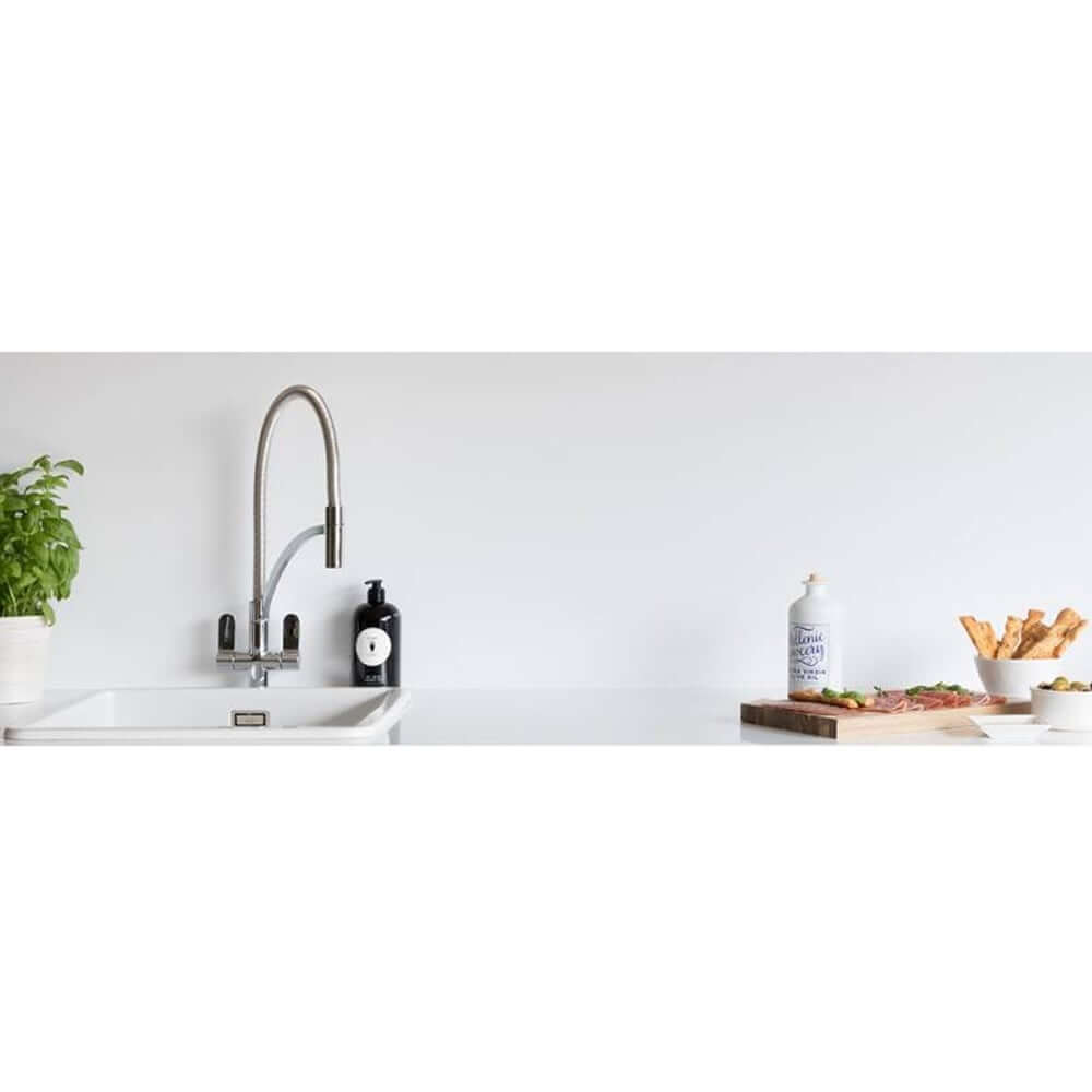 Abode Genio Chrome Pull Out Twin Lever Kitchen Sink Mixer Tap