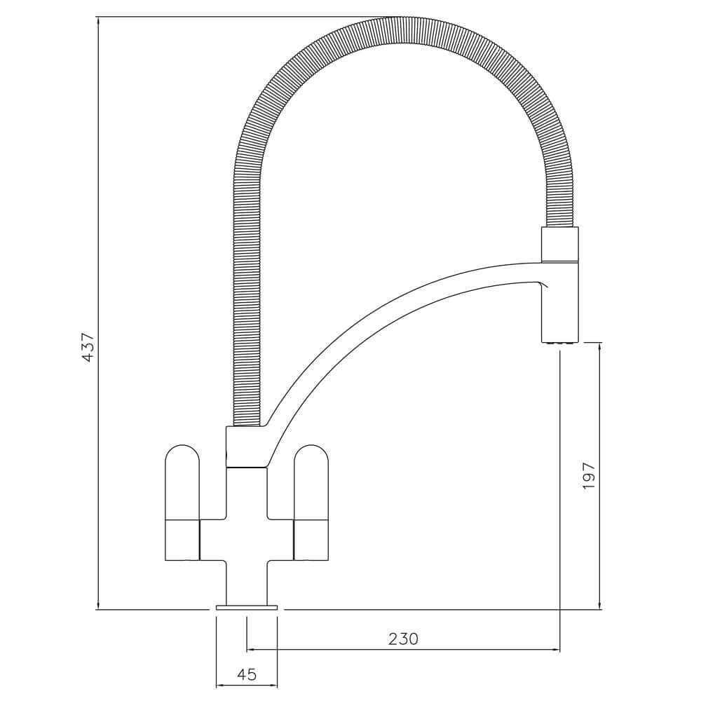 Abode Genio Chrome Pull Out Twin Lever Kitchen Sink Mixer Tap