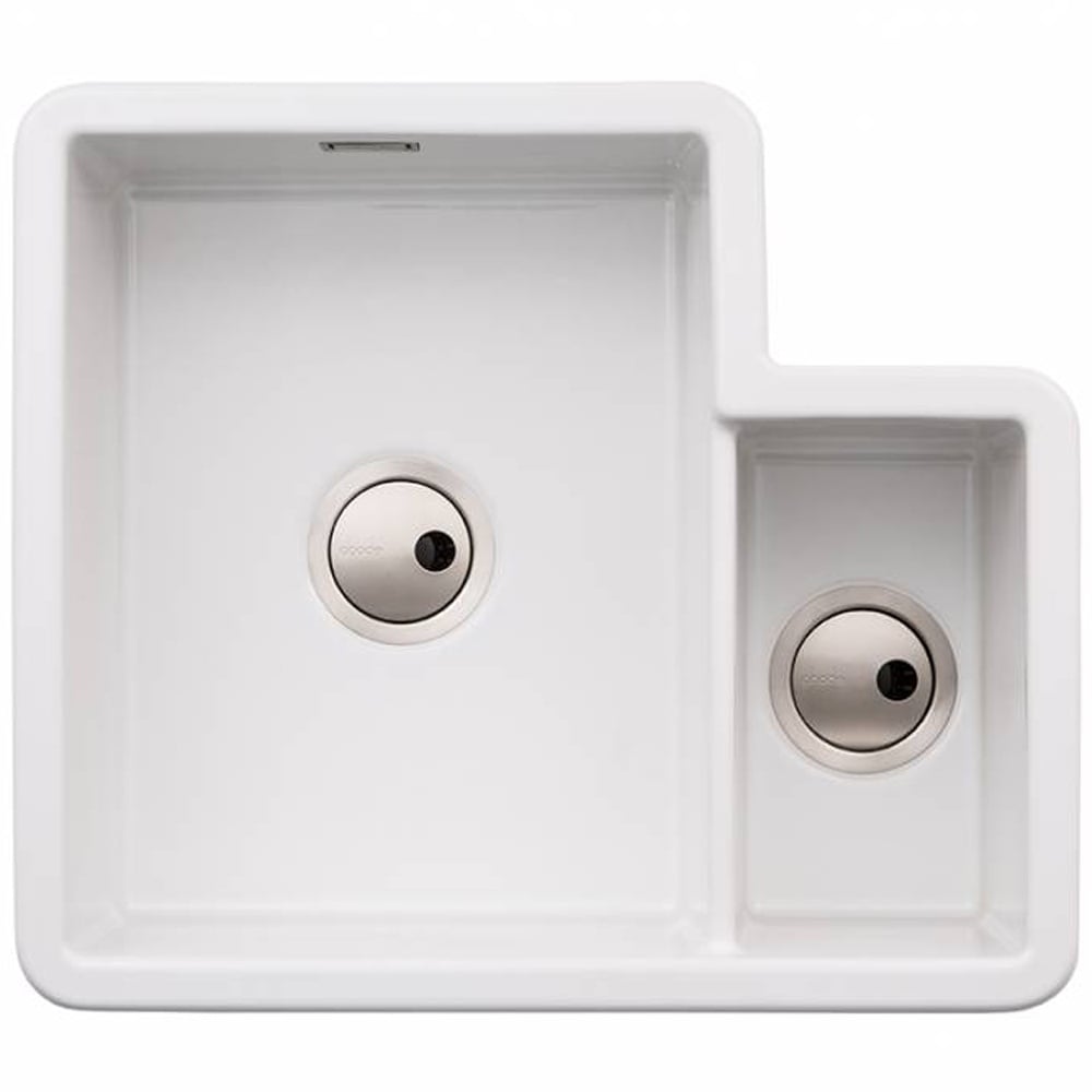 Abode Sandon 1.25 Bowl White Ceramic Kitchen Sink LHMB