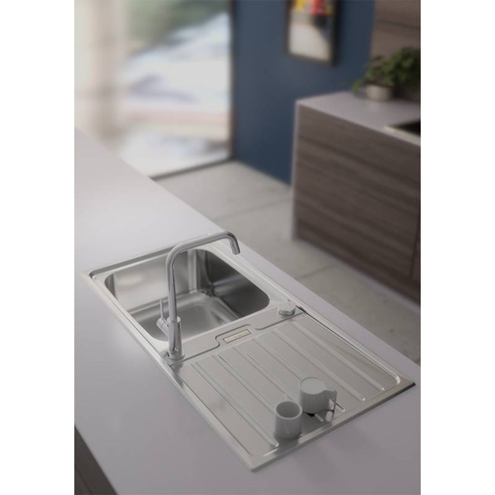 Abode Neron 1.0 Bowl Brushed Stainless Steel Compact Reversible Kitchen Sink