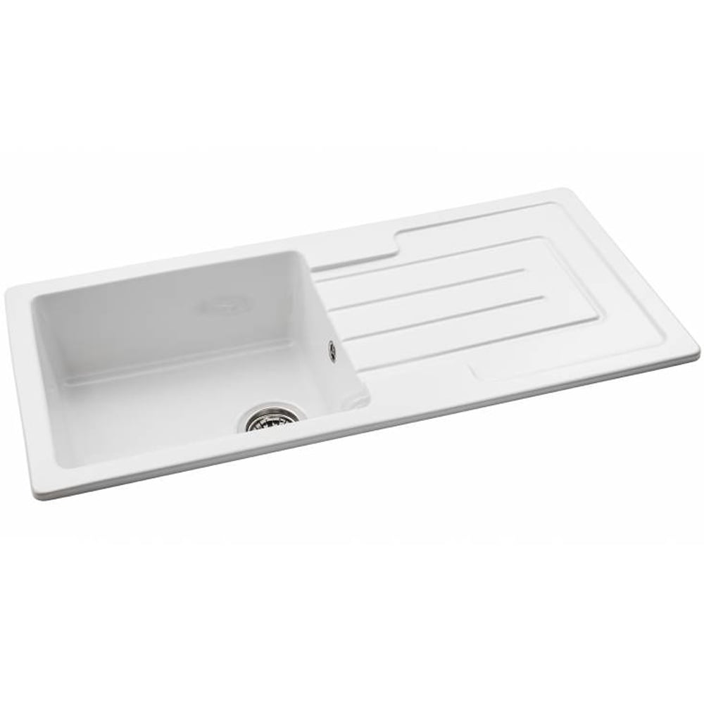 Abode Acton 1.0 Bowl White Ceramic Reversible Kitchen Sink