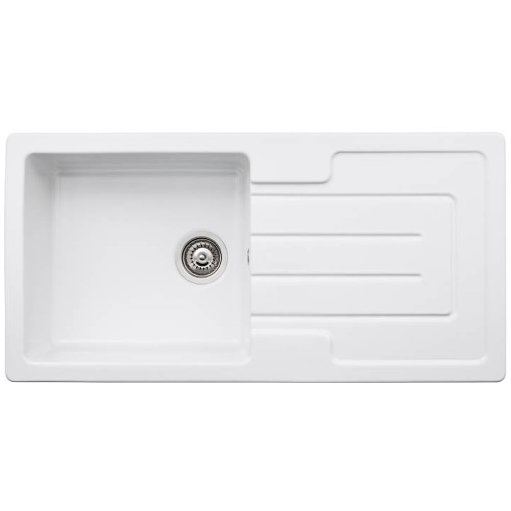 Abode Acton 1.0 Bowl White Ceramic Reversible Kitchen Sink