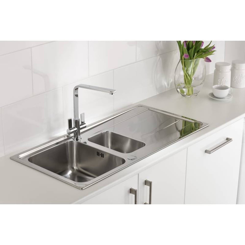 Abode Ixis 1.5 Bowl Brushed Stainless Steel Reversible Kitchen Sink
