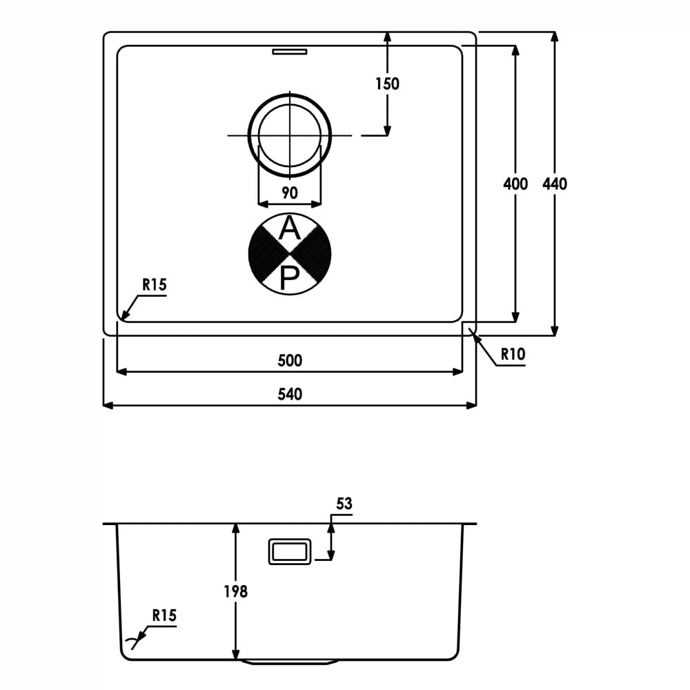 Abode Matrix R15 Large 1.0 Bowl Brushed Stainless Steel Undermount Kitchen Sink