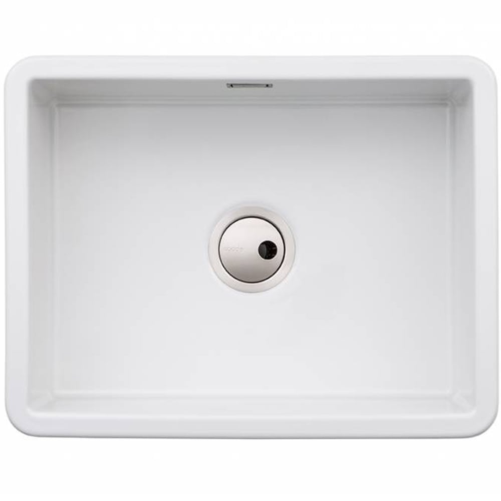 Abode Sandon Large 1.0 Bowl White Ceramic Undermount Kitchen Sink