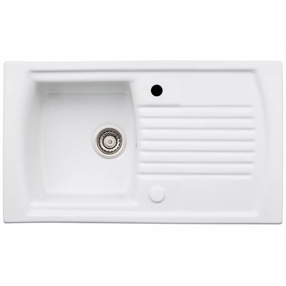 Abode Milford 1.0 Bowl White Ceramic Reversible Kitchen Sink