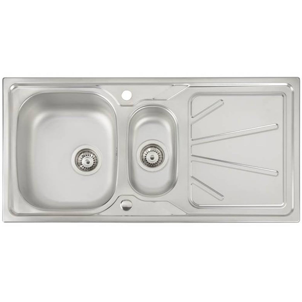 Abode Trydent 1.5 Bowl Stainless Reversible Steel Kitchen Sink