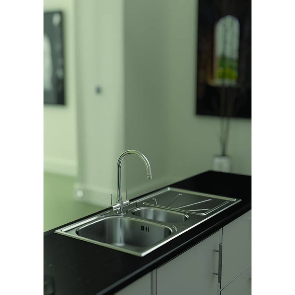 Abode Trydent 1.5 Bowl Stainless Reversible Steel Kitchen Sink