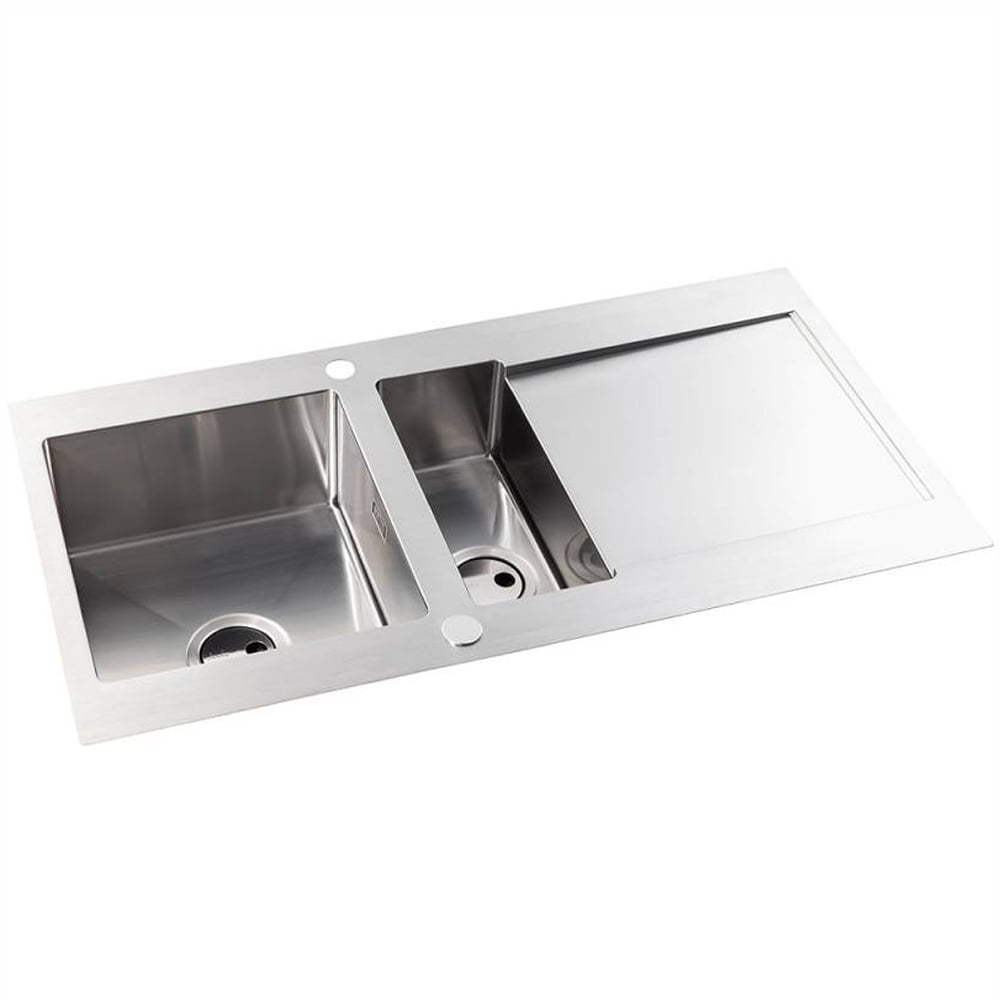 Abode Verve 1.5 Bowl Brushed Stainless Steel Reversible Kitchen Sink & Waste
