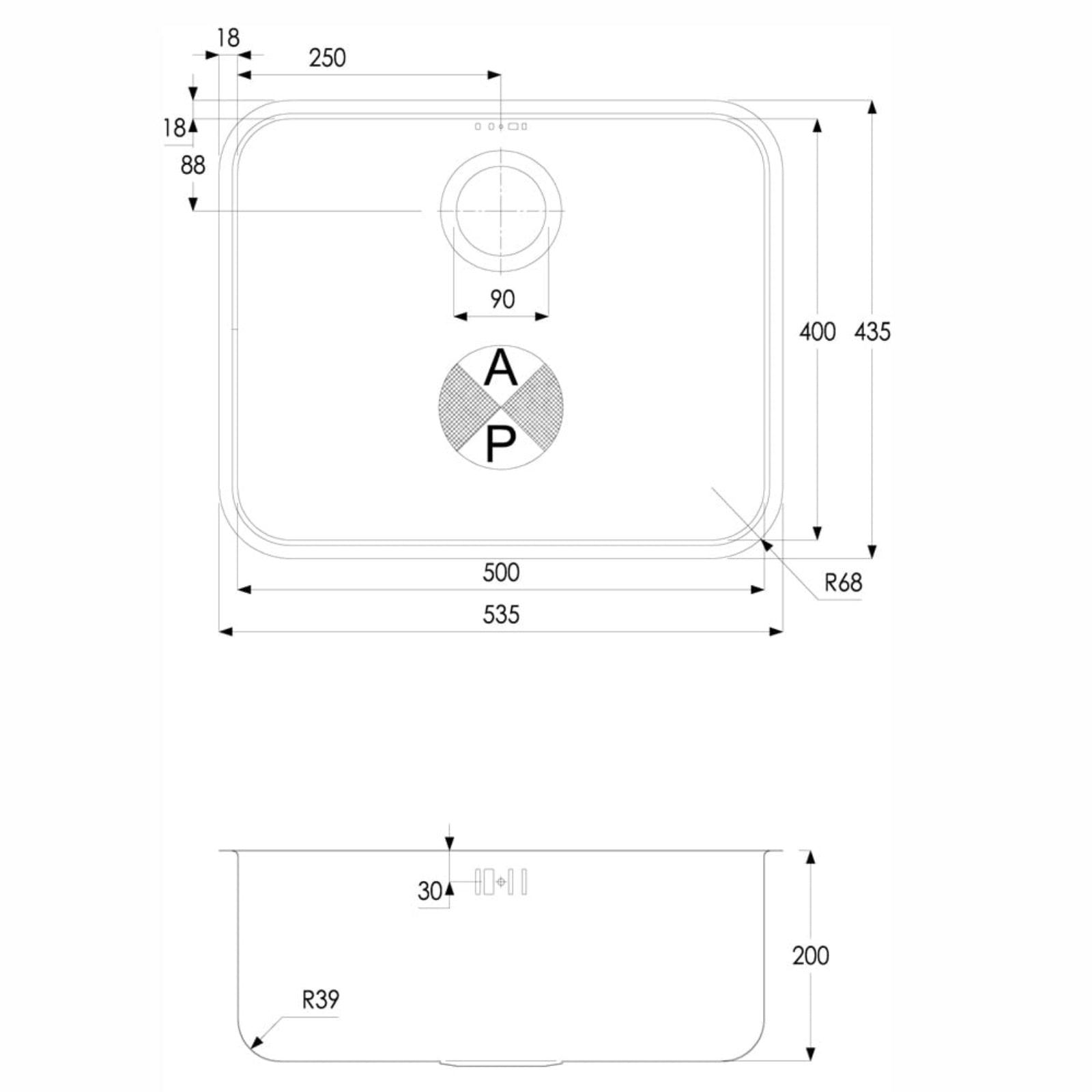 Abode Matrix R50 1.0 Bowl Brushed Stainless Steel Undermount Kitchen Sink AW5015
