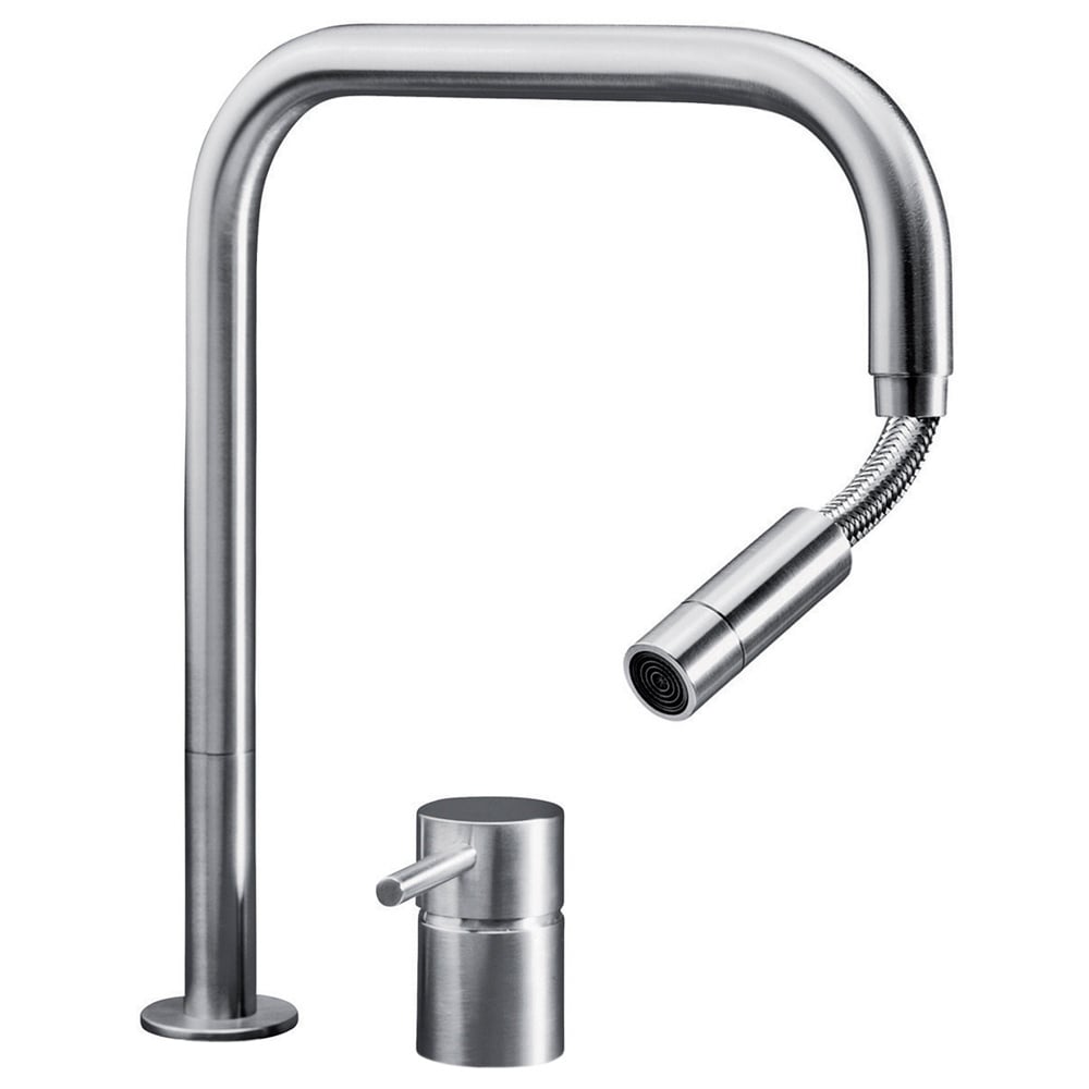 MGS F2 SQ E Polished Stainless Steel Pullout Rinser Kitchen Sink Mixer Tap 0128P