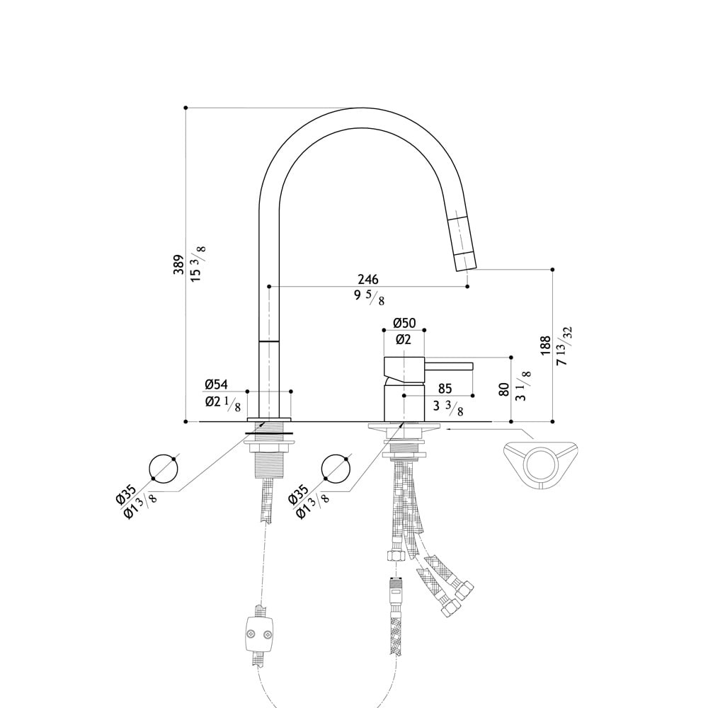 MGS F2 R E Matt Stainless Steel Kitchen Sink Mixer Tap 0137M