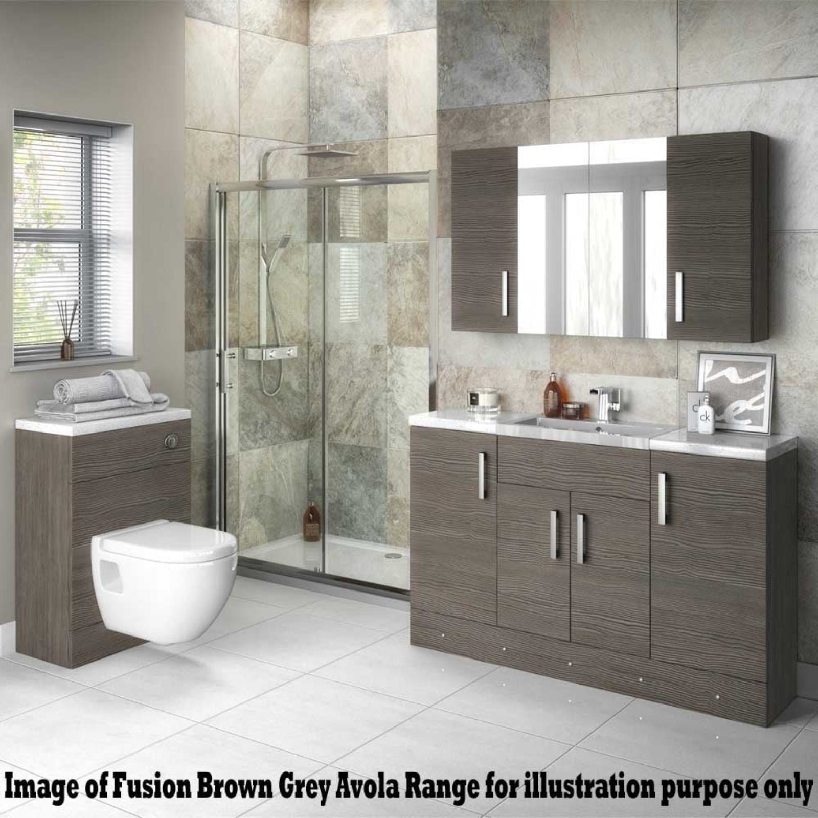 Hudson Reed Fusion 600mm Wall Hung Vanity Unit & Basin with Wall Cabinet Options