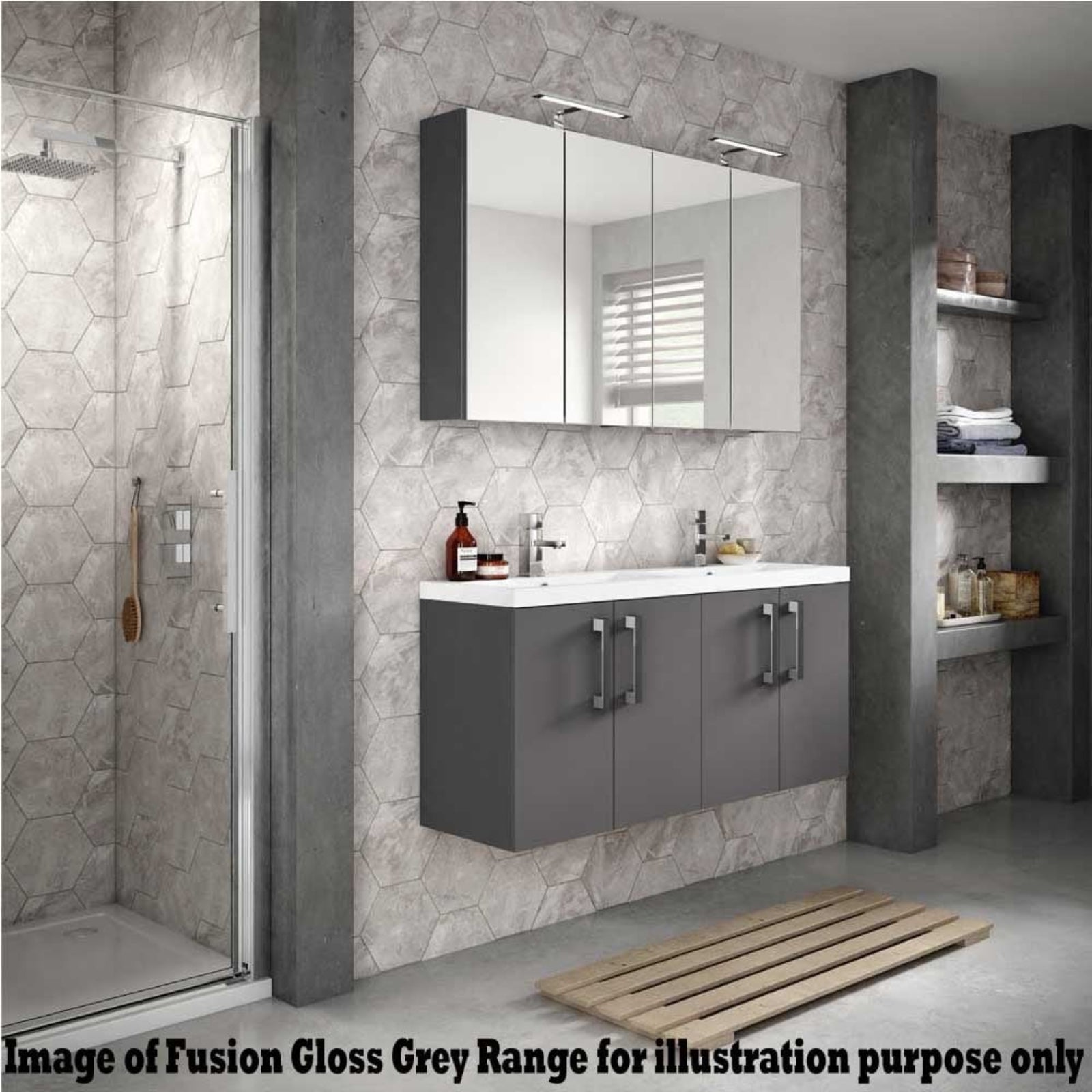 Hudson Reed Fusion 600mm Wall Hung Vanity Unit & Basin with Wall Cabinet Options