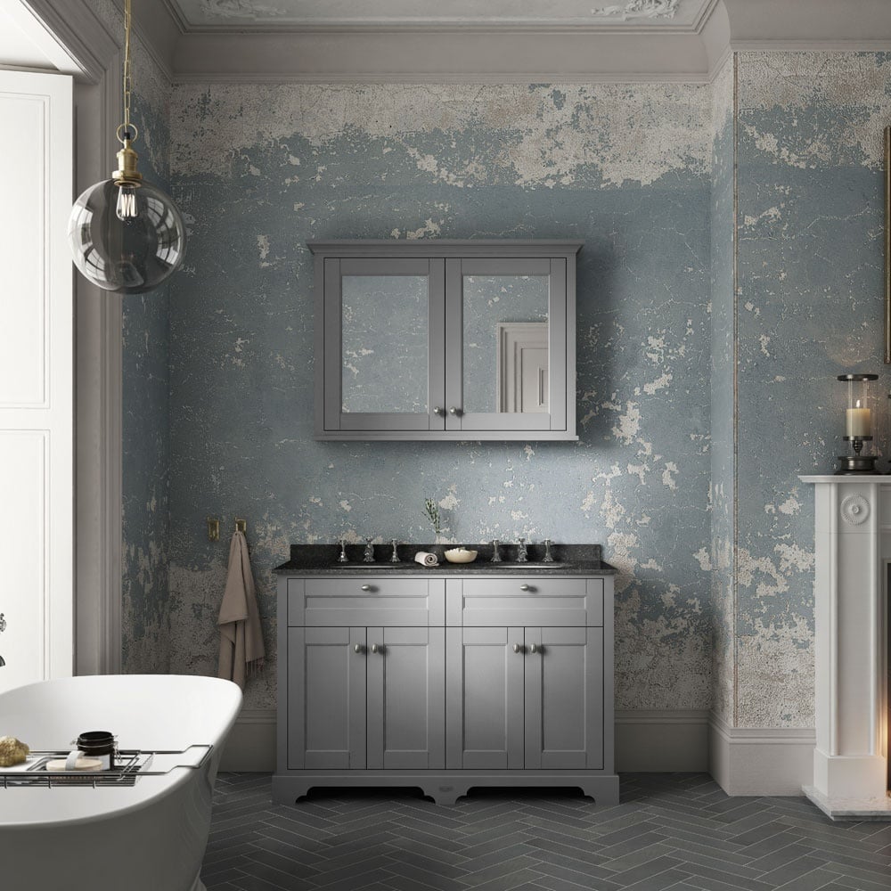 Hudson Reed Old London Storm Grey 1200mm Black Marble & 1TH Basin Vanity LOF263