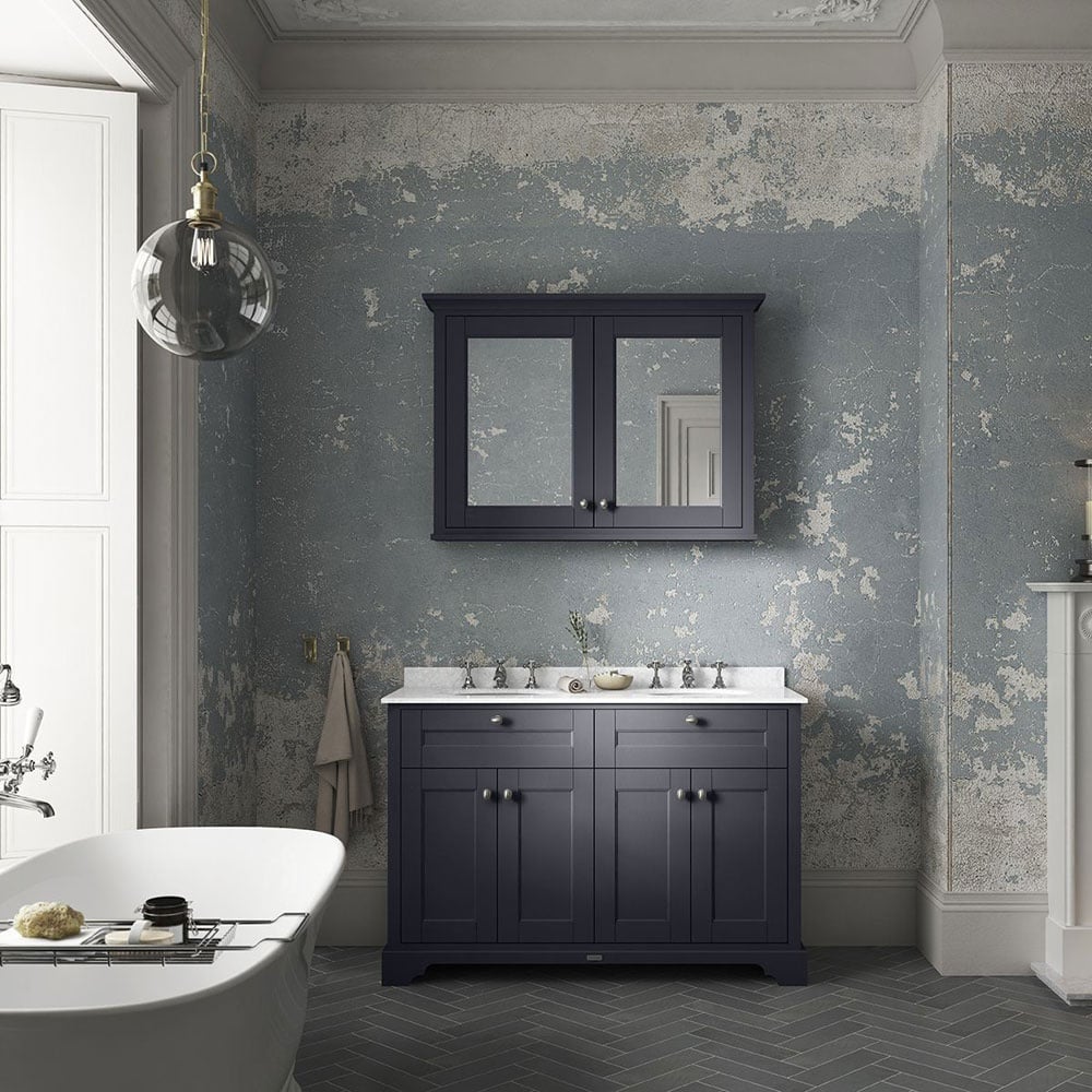 Hudson Reed Old London Twilight Blue 1200mm Black Marble & 3TH Basin Unit LOF366