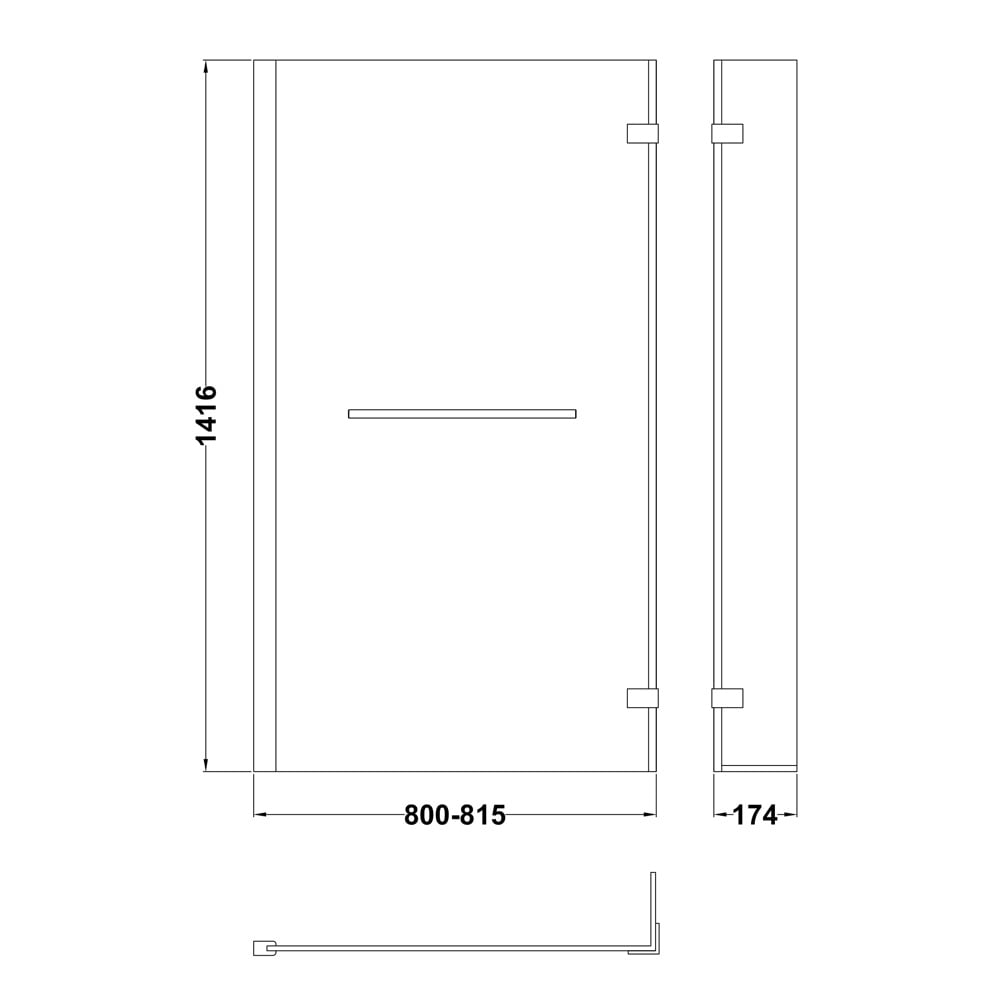 Hudson Reed Quattro Bath Screen with Rail - NSBSR1