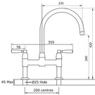 perrin--rowe-io-lever-handle-satin-brass-kitchen-sink-bridge-mixer-tap-4293sb-