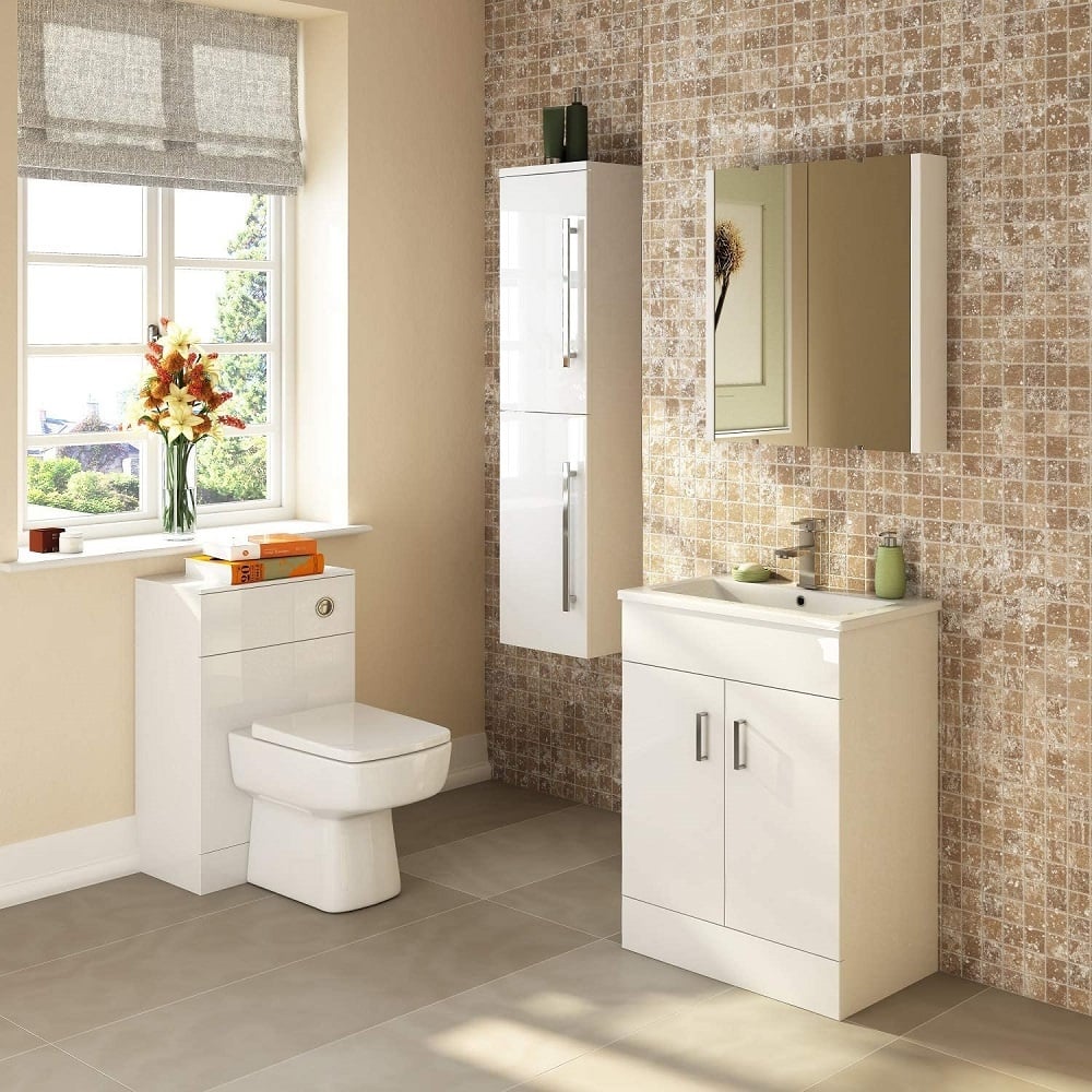 Nuie Eden Gloss White Floor Standing 600mm Cabinet & Basin 1 - VTMW600E