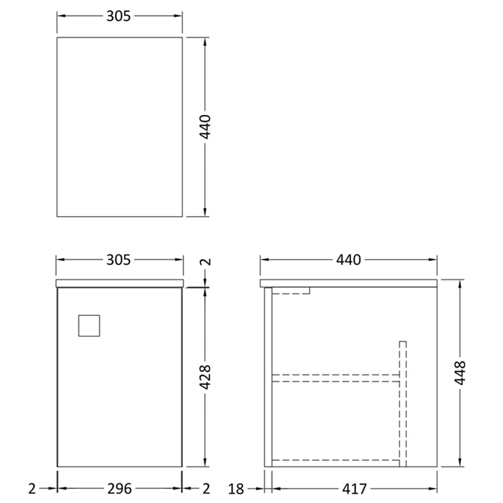 Hudson Reed Sarenna 305mm Single Door Wall Hung Cupboard