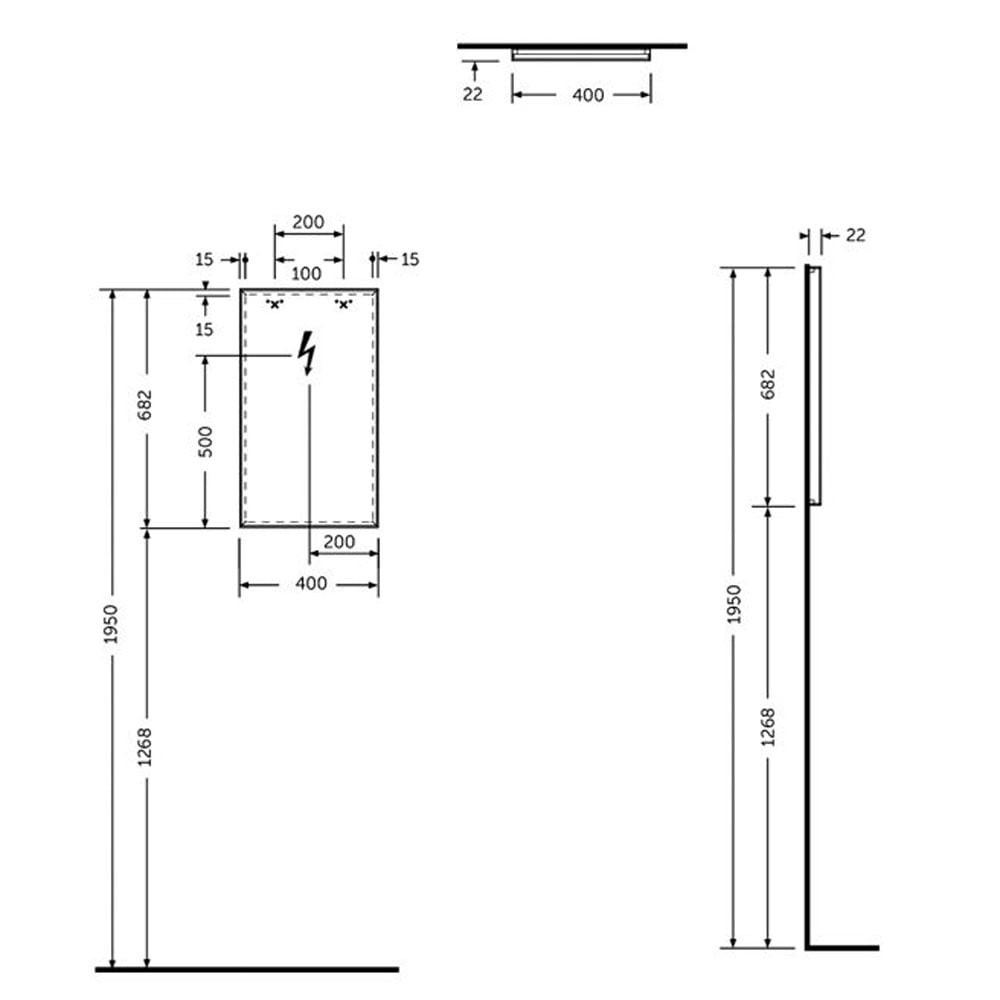 RAK Joy Wall Hung 400mm Bathroom Mirror - JOYMR04068STD