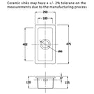Technical drawing detailing kitchen sink drain dimensions.
