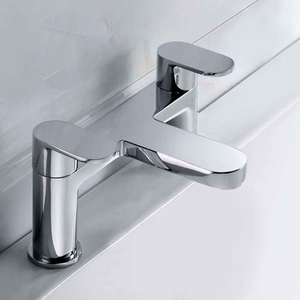 RAK Compact Eco Round Chrome Twin Lever Bath Filler Tap - RAKCOM3004