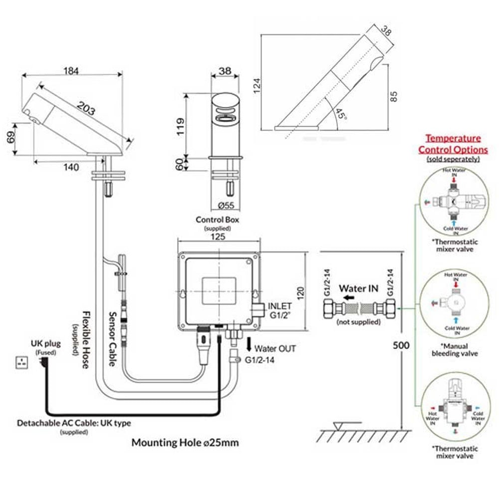 Tap Sensor Rak RAK Compact Chrome Dec Mounted Infrared Sensor Basin Tap RAKCOM904C ...