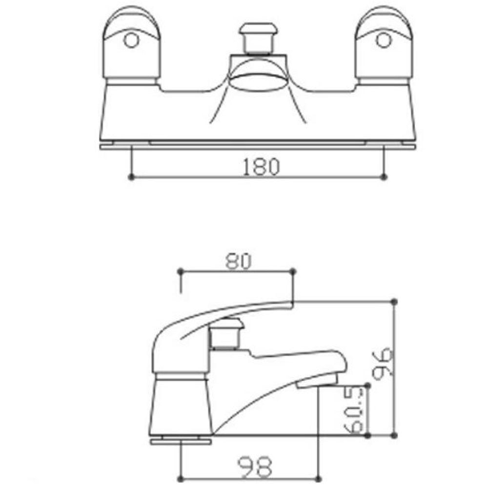 RAK Basic Chrome Twin Lever Bath Shower Mixer Tap - RAKBAS3005