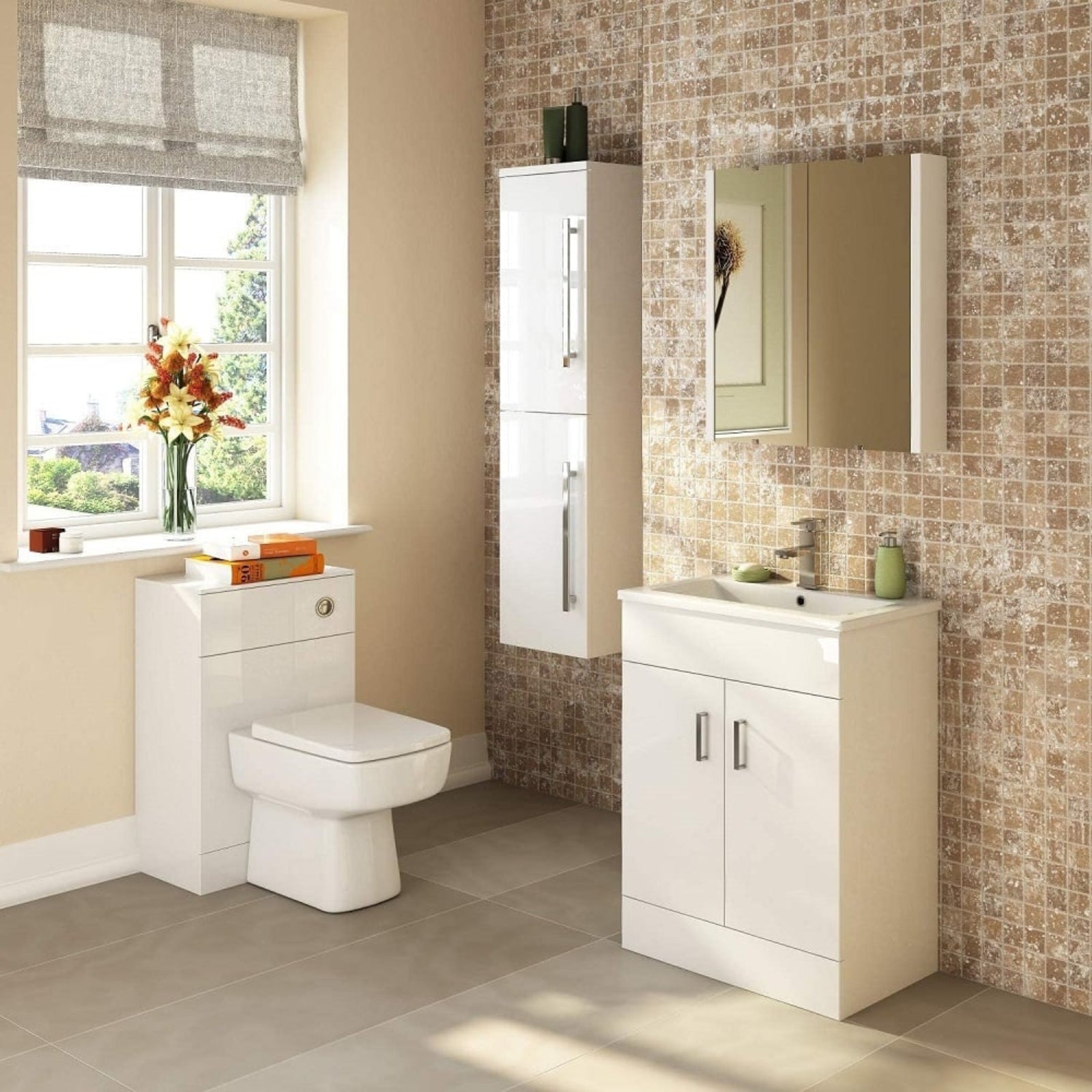 Nuie Eden Gloss White Floor Standing 500mm Cabinet & Basin 2 - VTMW500E