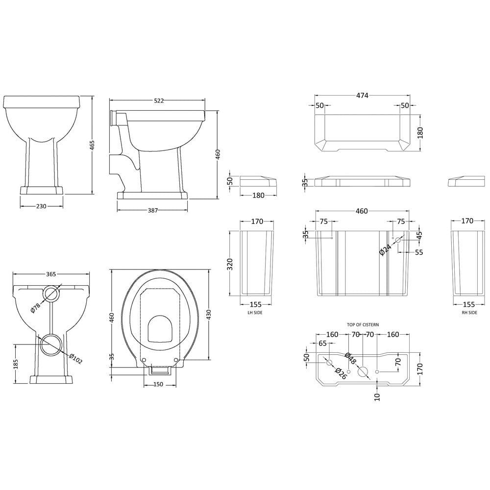 Hudson Reed Richmond 480mm Height Low Level Toilet & Timeless Sand Seat