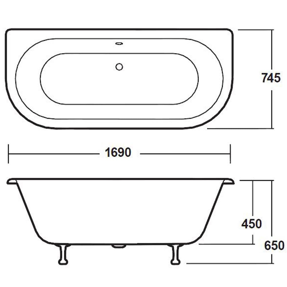 Hudson Reed Kenton 1700mm Double Ended Freestanding Bath & Pride Leg Set