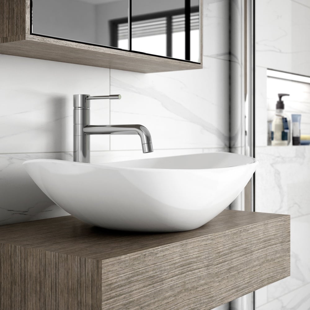 Hudson Reed Vessels 615x360 White Sit-On Countertop Basin NBV159
