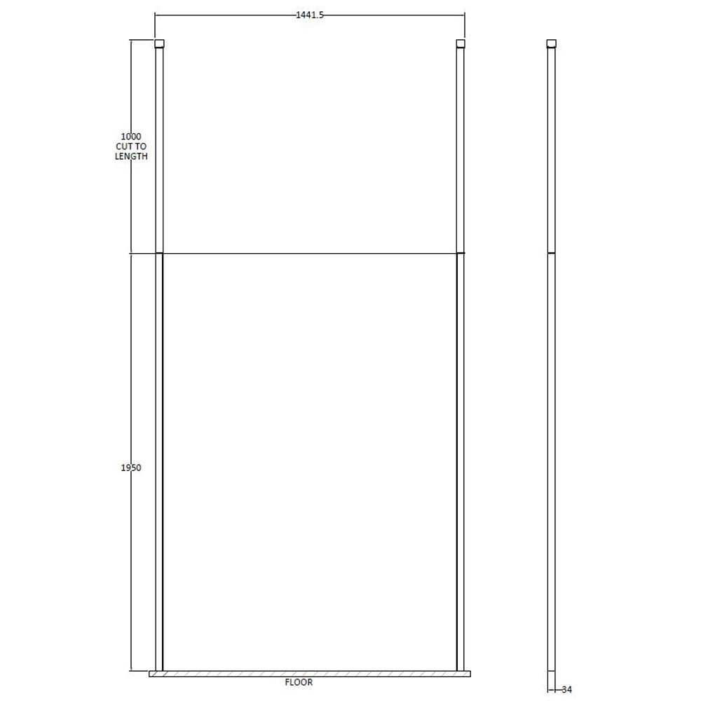 Hudson Reed Walk Through 1400mm Wetroom Shower Screen & Ceiling Posts GPCP14
