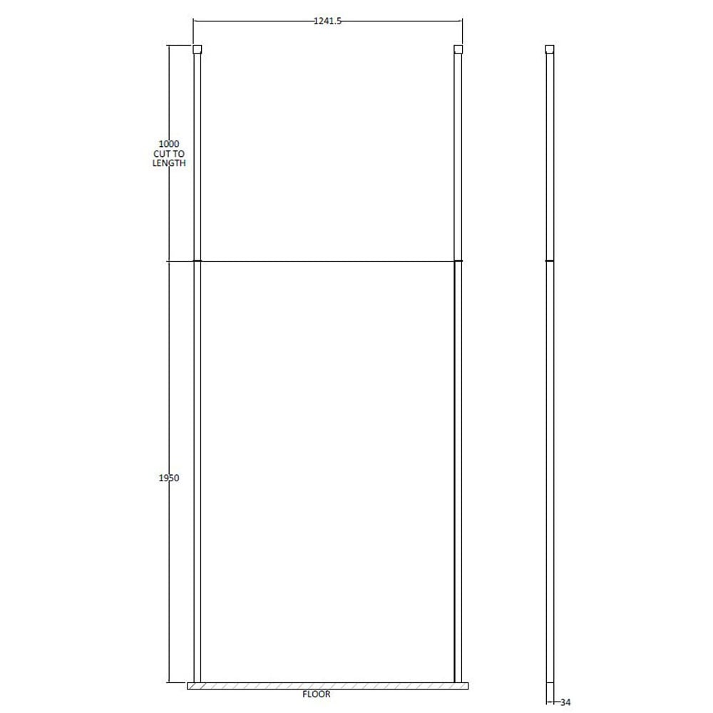 Hudson Reed Walk Through 1200mm Wetroom Shower Screen & Chrome Ceiling Posts