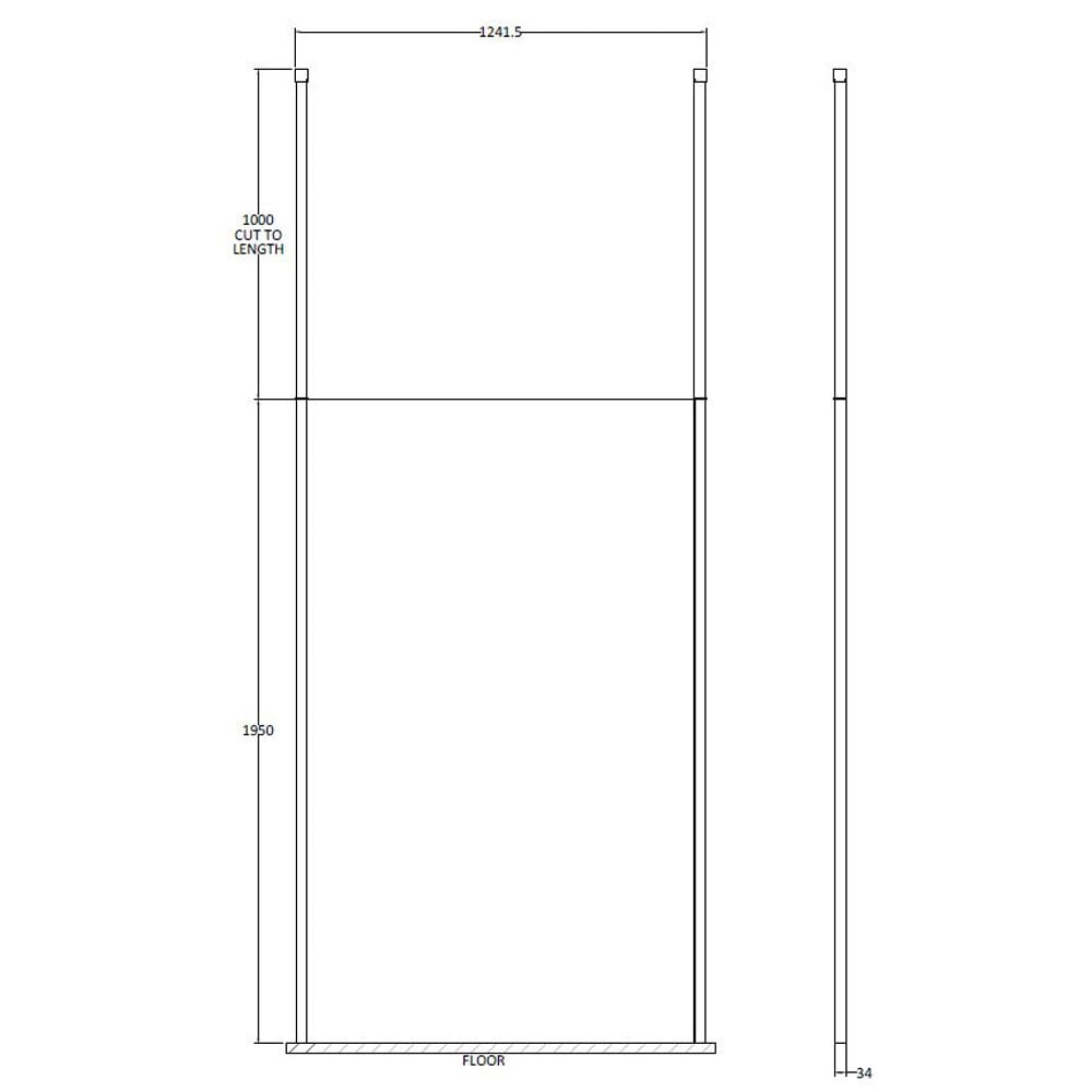 Hudson Reed Black Wetroom Shower Screen & Ceiling Posts 1200mm BGPCP12