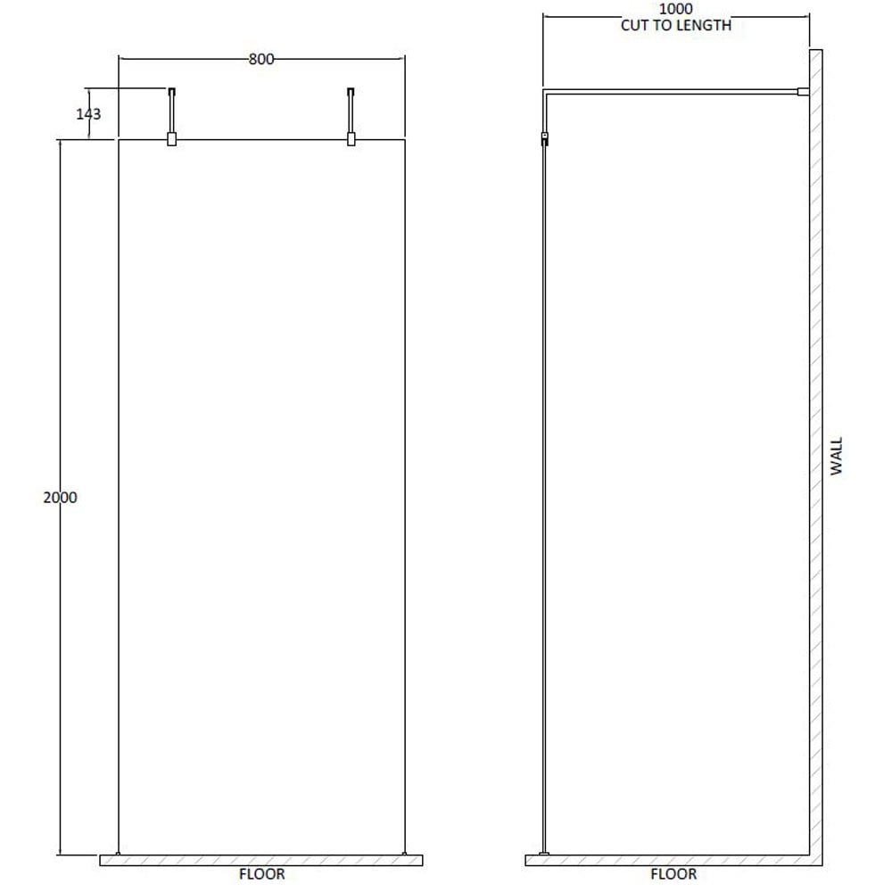 Hudson Reed Walk Through 800mm Wetroom Shower Screen, Support Arm & Feet GPAF080