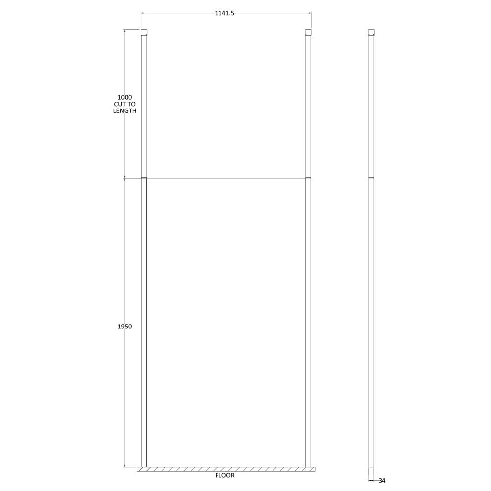 Hudson Reed Walk Through 1100mm Wetroom Shower Screen & Ceiling Poles GPCP11