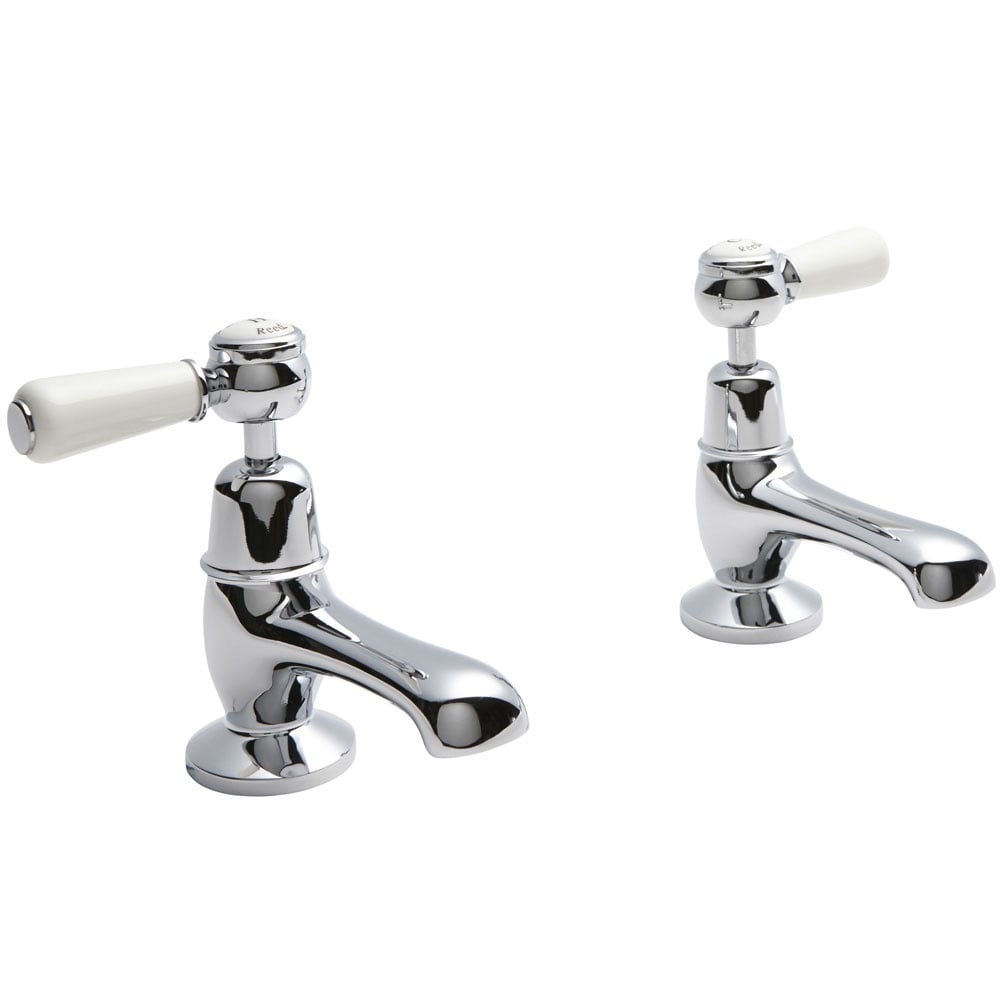 Hudson Reed Topaz White Lever Dome Collar Basin Taps - BC301DL