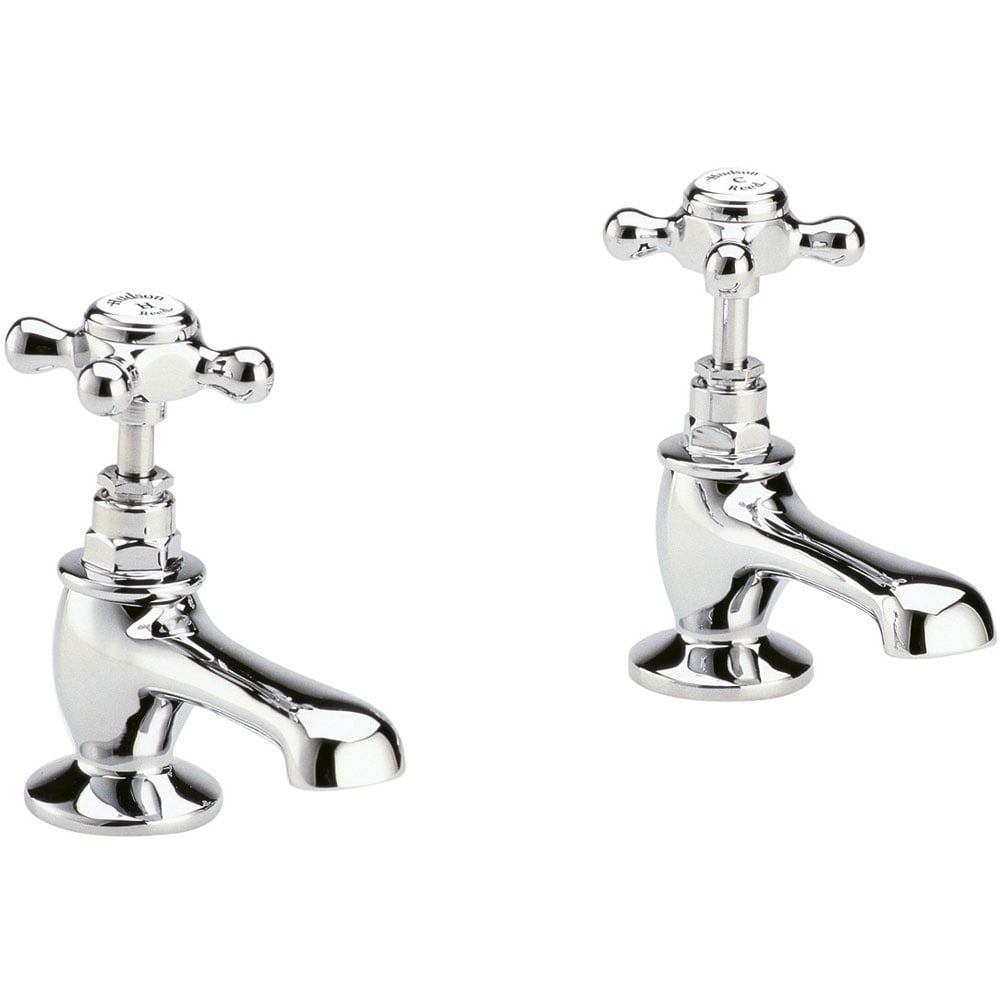 Hudson Reed Topaz White Crosshead Hexagonal Collar Basin Taps - BC301HX