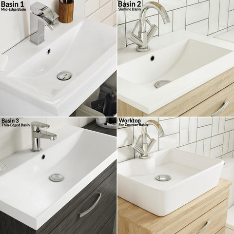 Nuie Athena Charcoal Black 800mm Wall Hung Vanity With White Worktop ATH061LSW
