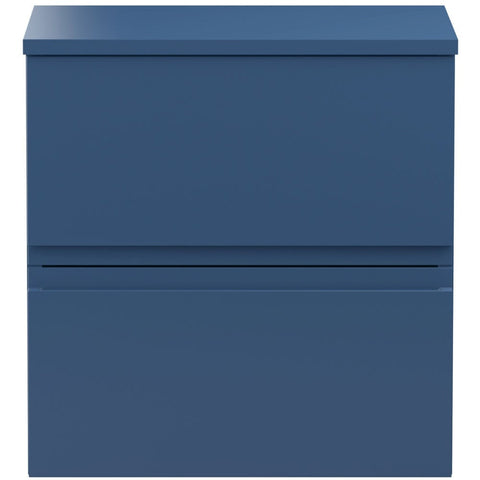 Hudson Reed Urban Blue 500mm Wall Hung 2-Drawer Vanity Unit & Worktop - URB302W