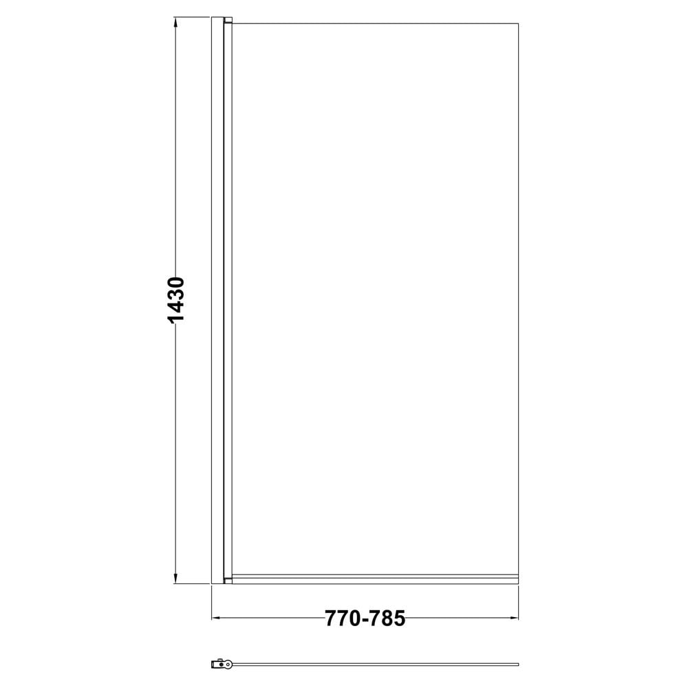 Hudson Reed Matt Black Square Bath Shower Screens - NSS6BP
