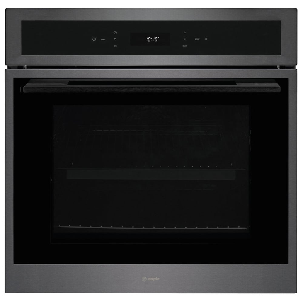 Caple 60Cm Sense Black Glass Gunmetal Electric Soft Close Single Oven C2106Gm