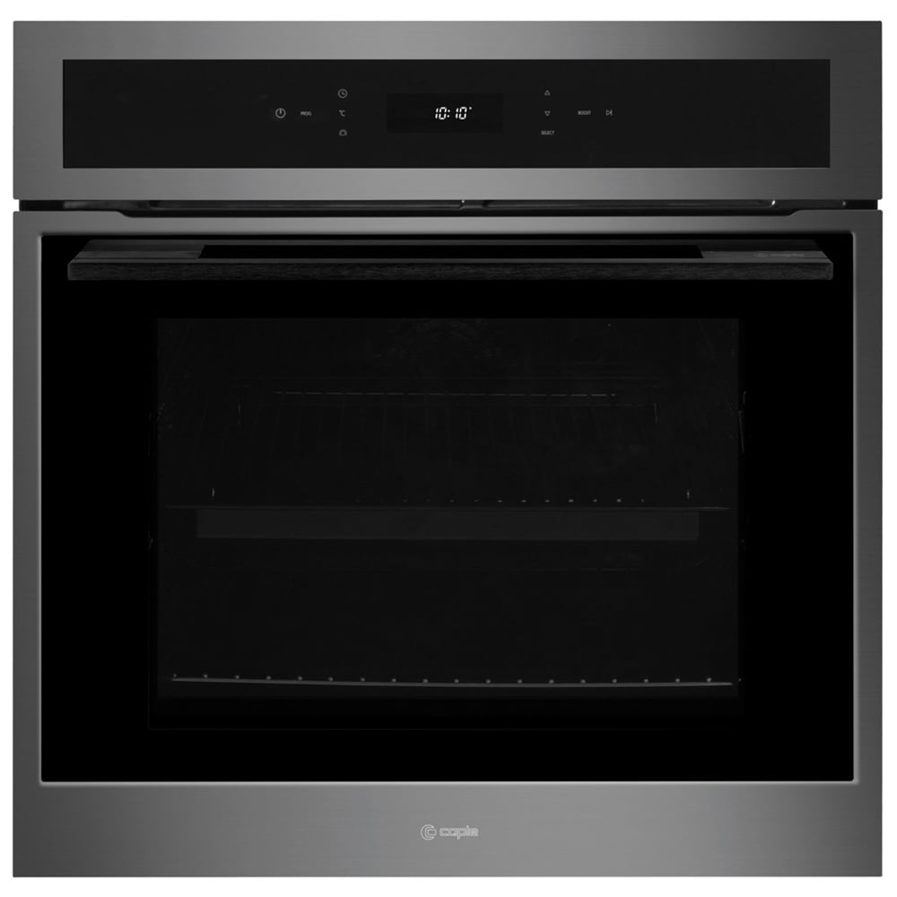 Caple 60Cm Sense Electric Pyrolytic Black Glass Gunmetal Single Oven C2403Gm