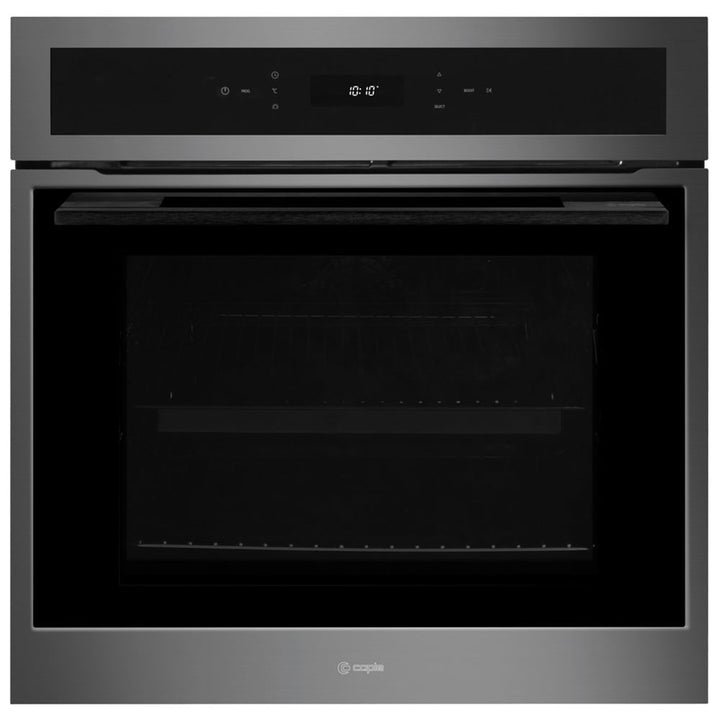 caple-60cm-sense-electric-pyrolytic-black-glass-gunmetal-single-oven-c2403gm-