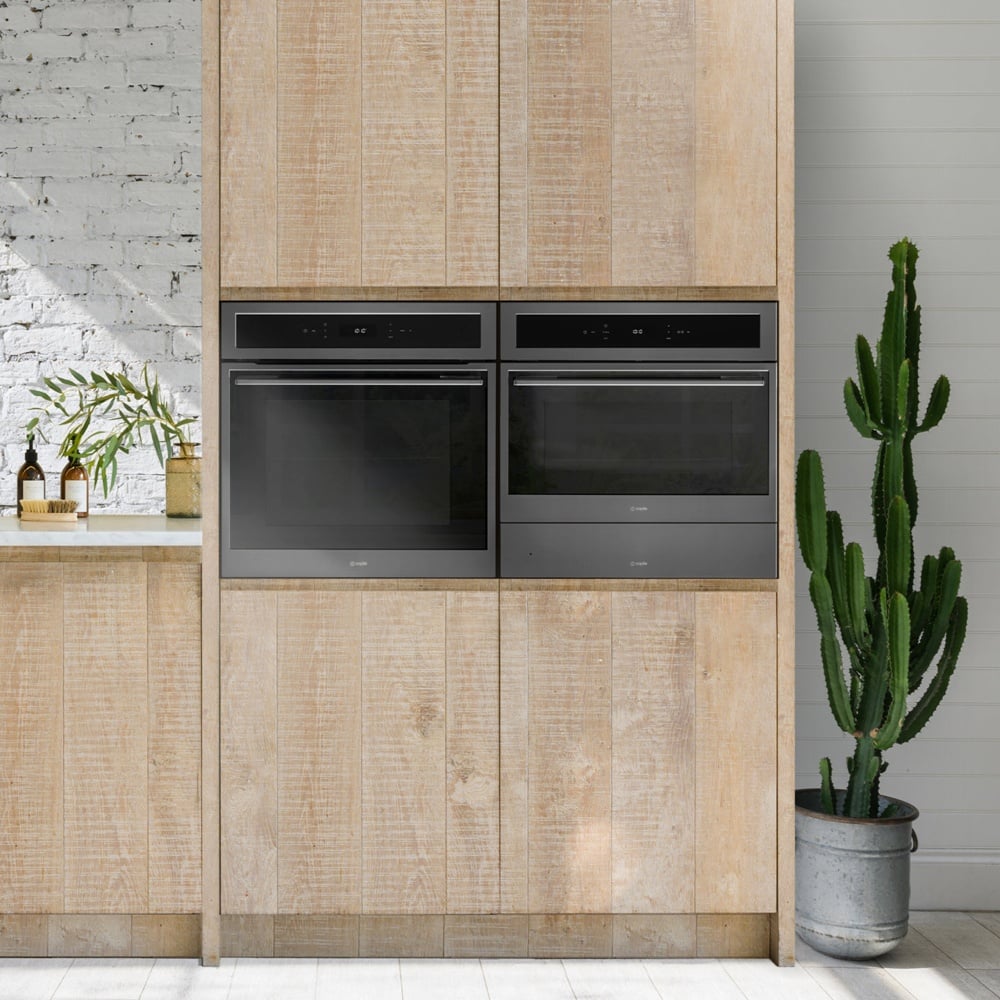 Caple 60Cm Sense Electric Pyrolytic Black Glass Gunmetal Single Oven C2403Gm