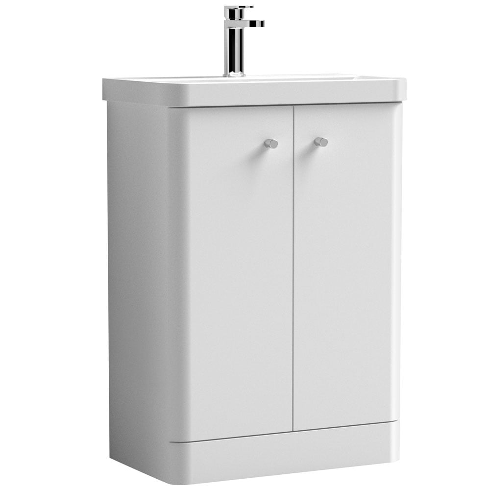 Nuie Core 600mm Floor Standing 2-Door Vanity Unit & Basin