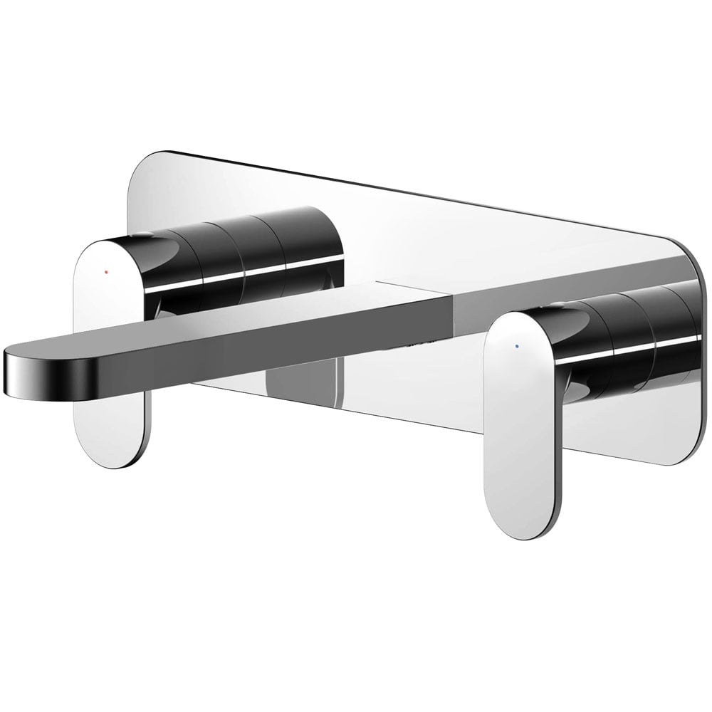 Nuie Binsey Chrome Wall Mounted 3 Hole Basin Mixer Tap With Plate - BIN350