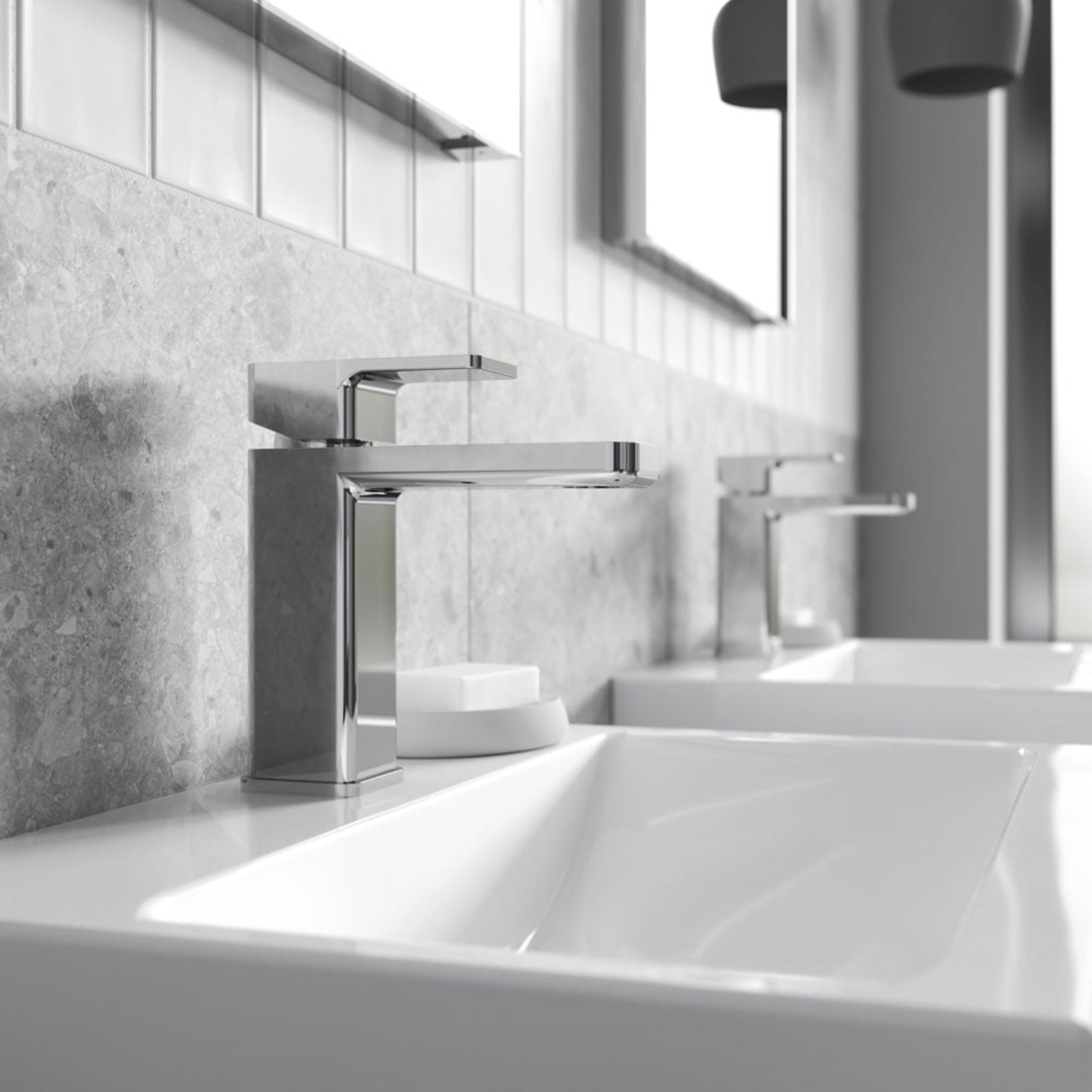 Nuie Windon Chrome Mono Basin Mixer Tap With Push Button Waste - WIN305